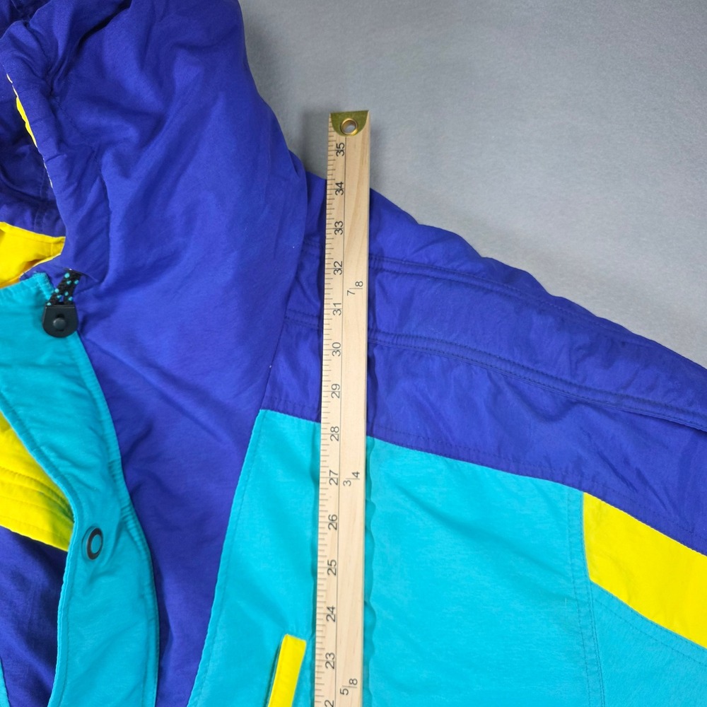 Vintage Nils Ski Jacket XL Teal Purple Yellow Colorblock Entrant Thermore USA - Picture 5 of 8